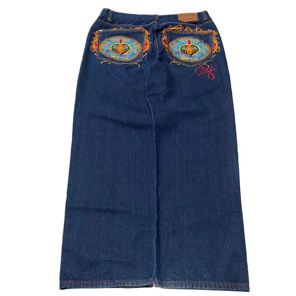 Coogi Other - Vintage Y2K Coogi Royale Mens Cyber Embroidered Pockets Baggy Jeans Size 40x33